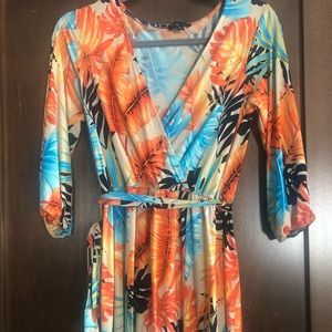 Tropical wrapped dress